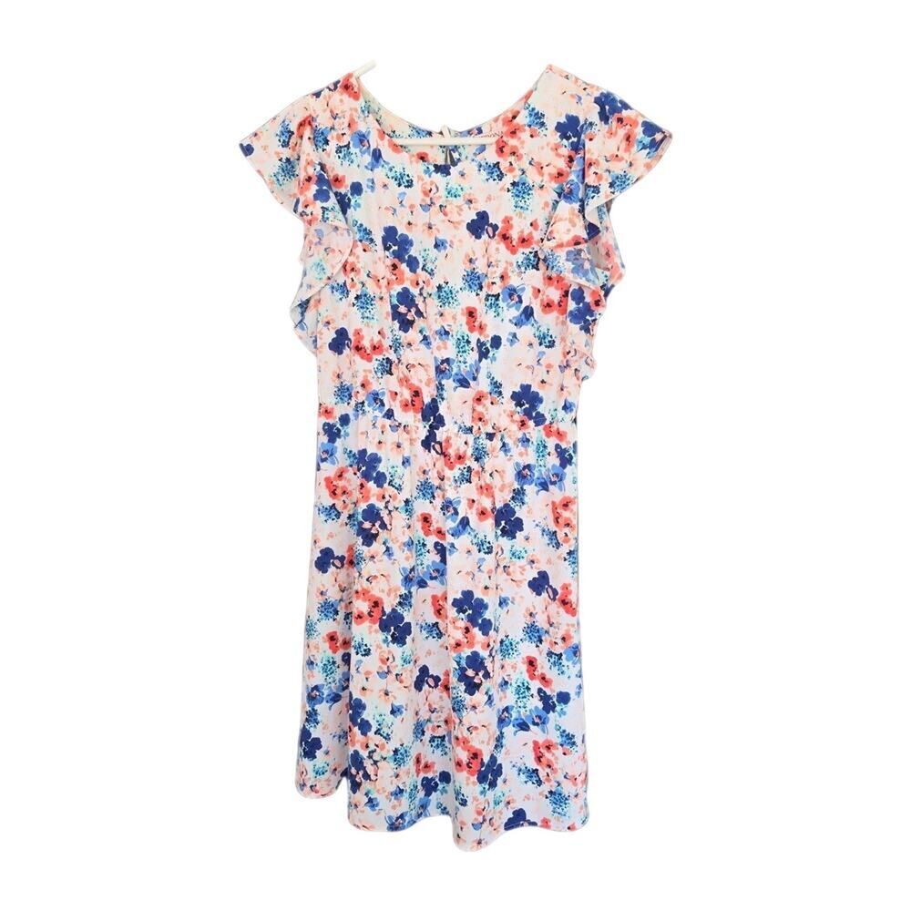 MERONA Women's Knee Length Butterfly Flutter Wing Spring Dress Size S Floral